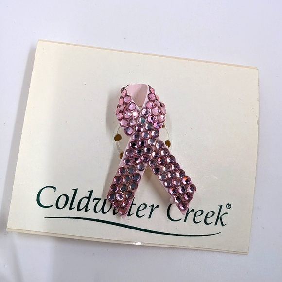 NWT Coldwater Creek Brand Pink Crystal Breast Cancer Awareness Brooch - Picture 2 of 4